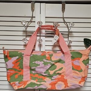 Neiman Marcus Pink Green Orange Camouflage Tote